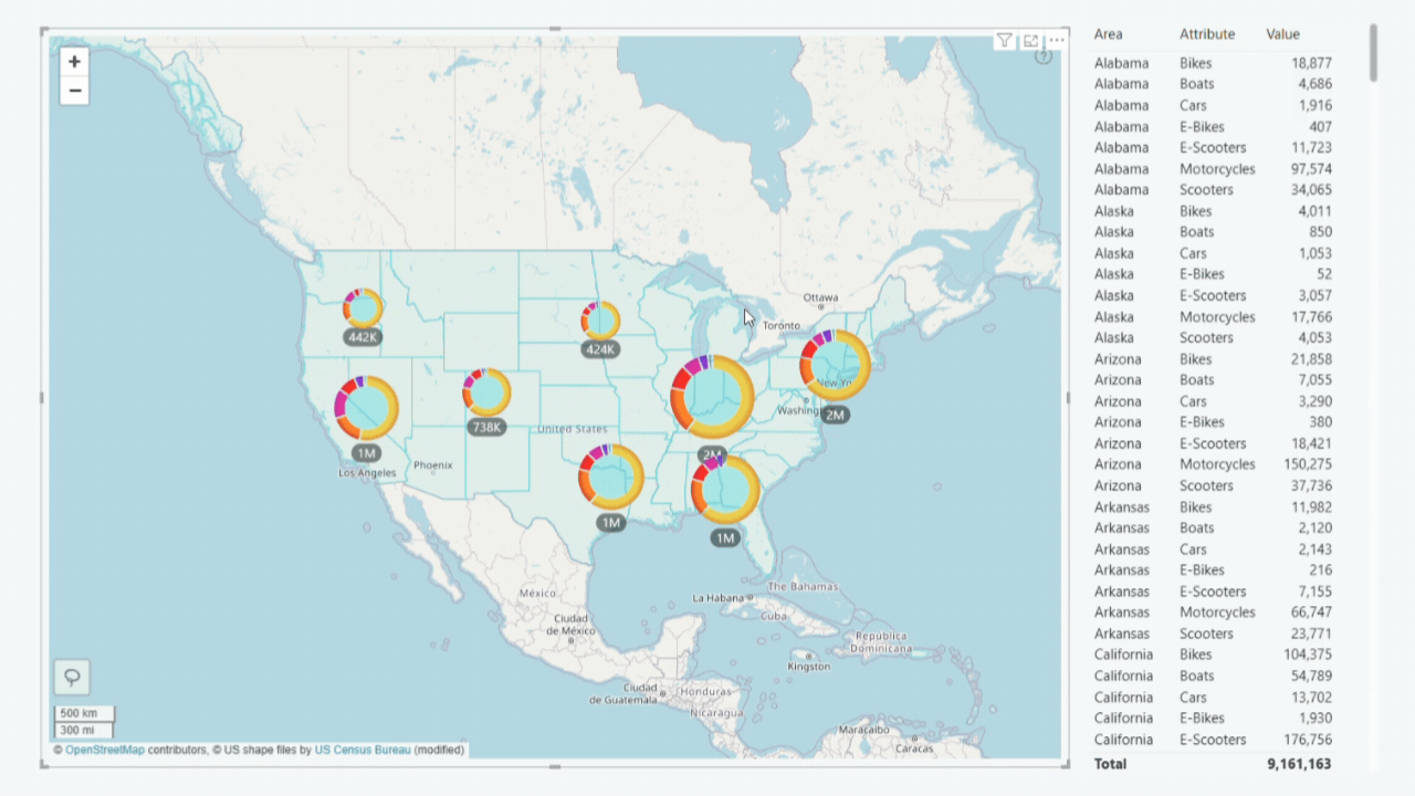 Filter on shape and category selection