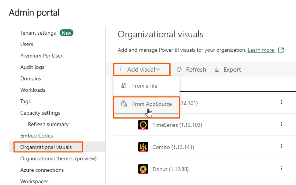 Organizational visuals Organizational visuals in Power BI